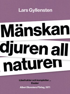 cover image of Mänskan djuren all naturen